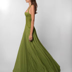 Damen nan Neckholder-Korsettkleid mit Spitzen-Corsage und fließendem Plisseerock R&B