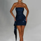 Damen Figurbetontes Minikleid mit asymmetrischem Design und Rüschendetails R&B