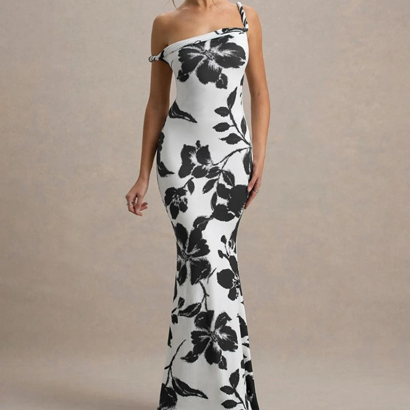 Damen Langarm Maxikleid im eleganten Leopardenmuster R&B