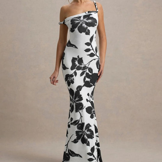 Damen Langarm Maxikleid im eleganten Leopardenmuster R&B