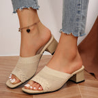 Damen Modische Slip-On Sandalen mit elegantem Blockabsatz und atmungsaktivem Obermaterial R&B
