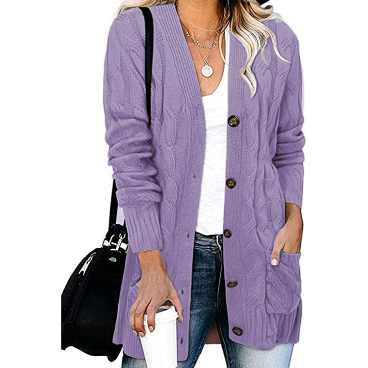 Damen Grobstrickcardigan mit Knopfdetails und praktischen Taschen R&B