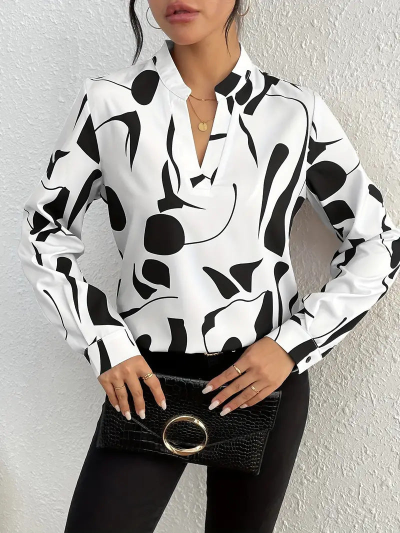 Damen High Fashion Bluse mit modernem Muster R&B