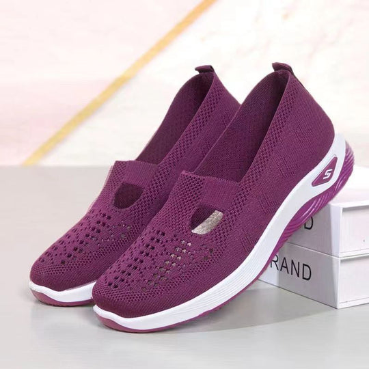 Damen Slip-On Sneakers mit atmungsaktivem Strick-Obermaterial und flexibler Sohle R&B