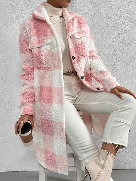 Damen Kuschelige Karojacke R&B