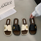Damen modische Slippers mit geschmeidigem Obermaterial und eleganter Schnalle EB