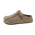 Damen bequeme Clogs aus hochwertigem Wildleder mit verstellbarem Schnallenverschluss R&B
