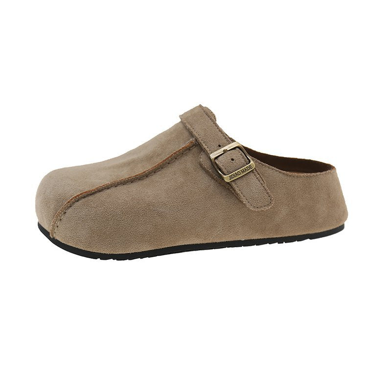 Damen bequeme Clogs aus hochwertigem Wildleder mit verstellbarem Schnallenverschluss R&B