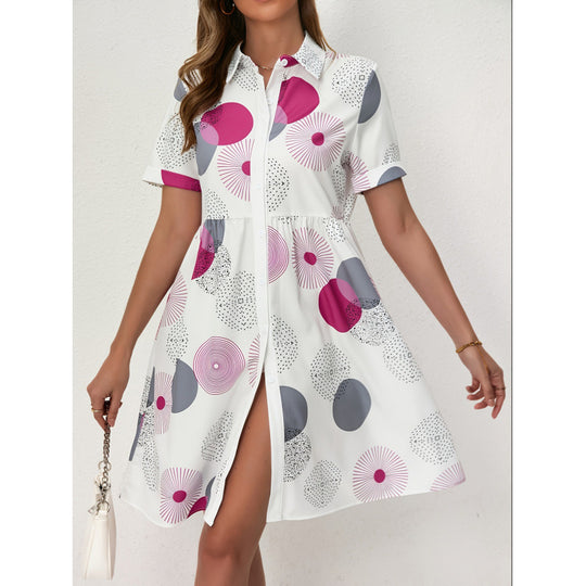 Damen Hemdblusenkleid mit verspieltem Punkte-Muster und fließendem Schnitt R&B