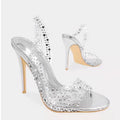 Damen Glamouröse High Heel Sandalen mit funkelndem Strassbesatz R&B
