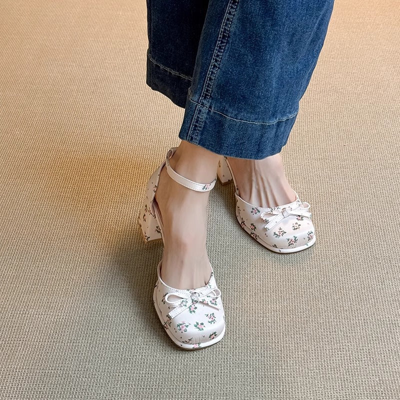 Damen elegante Ballerina-Pumps mit modischer Schleifenakzent und komfortablem Blockabsatz R&B