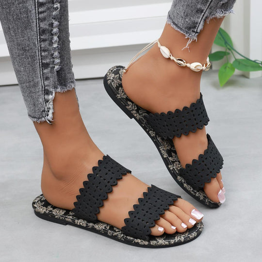 Damen Komfortable Slides mit modischen Cut-Out-Riemen R&B