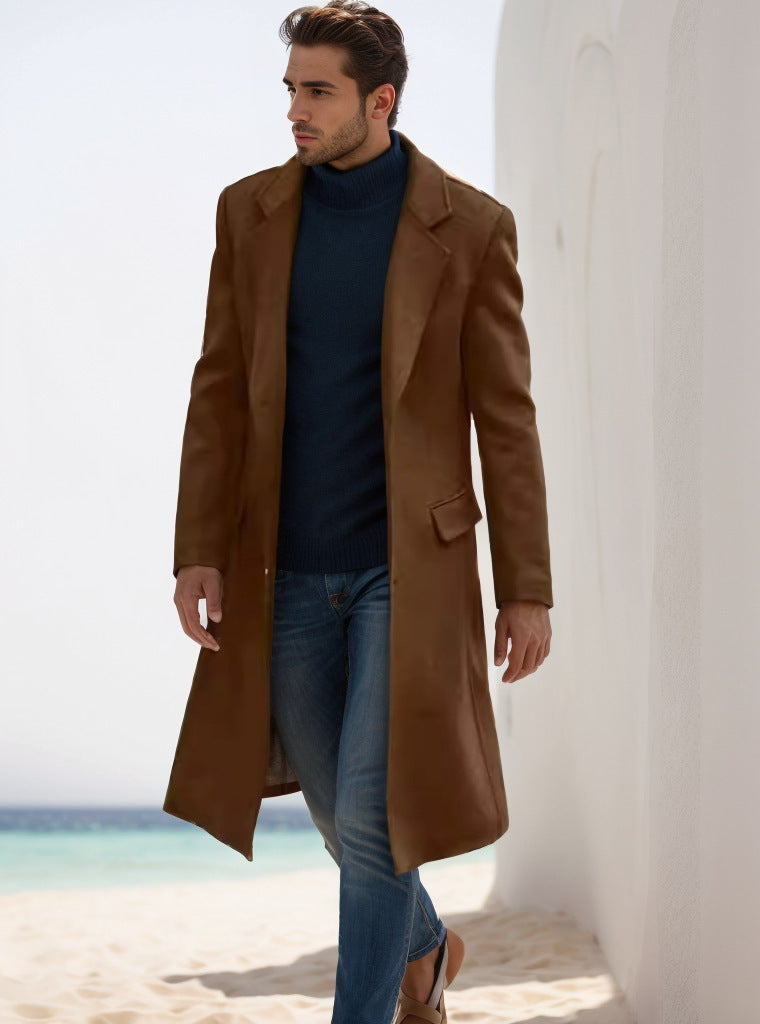 Herren eleganter klassischer Langmantel R&B