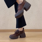 Damen bequeme Plateau-Schnürschuhe mit robustem Sohlenprofil und trendigem Design R&B
