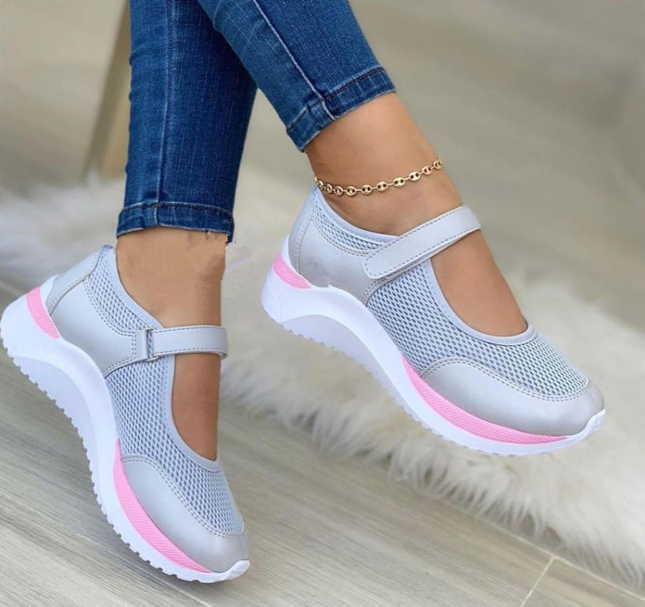 Damen bequeme Mesh-Sneakers mit Klettverschluss R&B