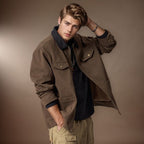 Herren lässige Utility-Jacke mit praktischen Klappentaschen und Reißverschluss R&B