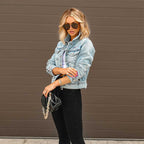 Damen Court Denimjacke im lässigen cropped Stil mit Fransendetails R&B