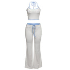 Damen Sportliches Zweiteiler-Set mit bra und weit geschnittener Hose R&B