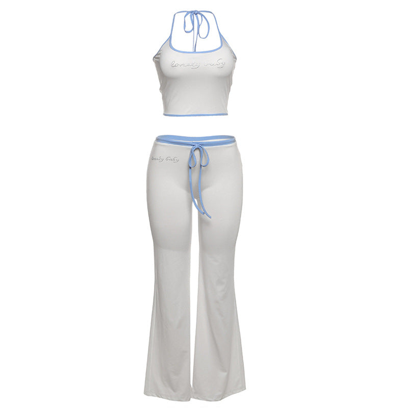 Damen Sportliches Zweiteiler-Set mit bra und weit geschnittener Hose R&B