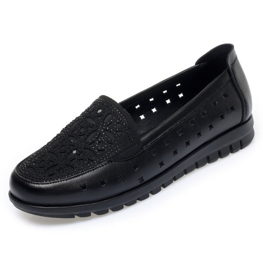 Damen Bequeme Mokassins mit atmungsaktiver Lochstruktur und modischem Schmuckdetail R&B