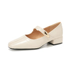 Damen edle Ballerinas mit modischem Riemen und quadratischer Zehenform