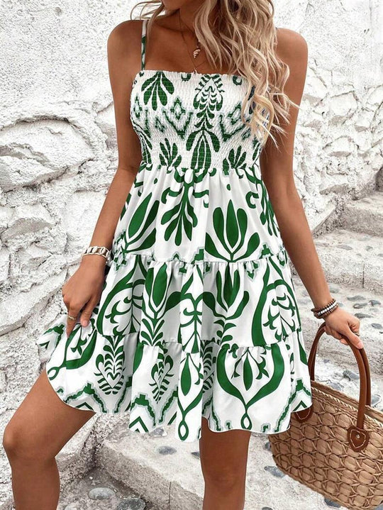 Damen luftiges Minikleid mit weitem Rüschensaum R&B