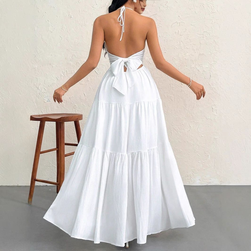 Damen Maxikleid mit schulterfreiem Design und legere Rüschendetails R&B