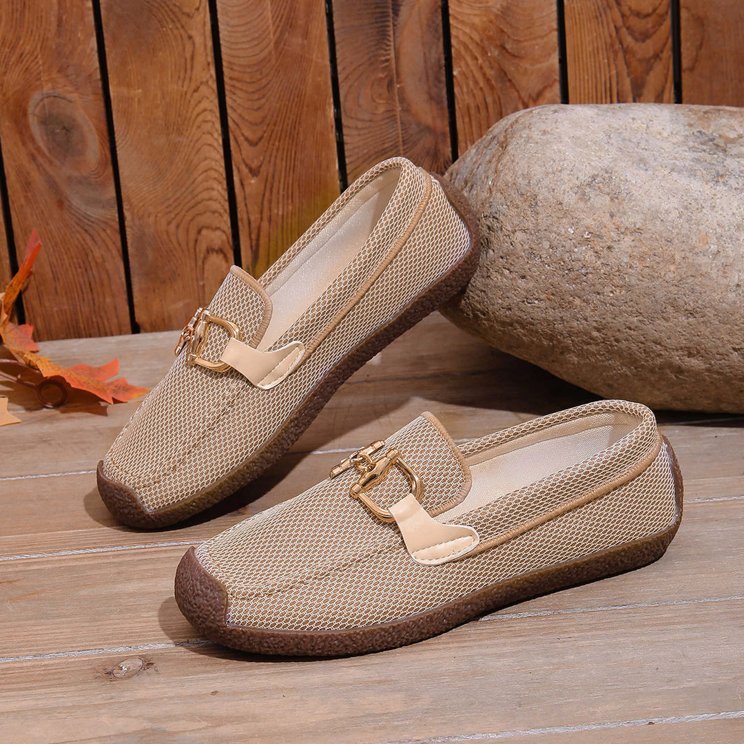 Damen Bequeme Clog-Schuhe mit luftiger Mesh-Oberfläche und modischem Schnallen-Detail R&B