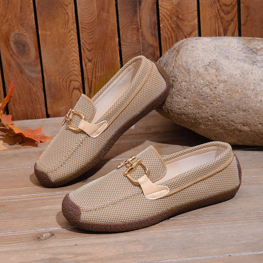 Damen Bequeme Clog-Schuhe mit luftiger Mesh-Oberfläche und modischem Schnallen-Detail R&B