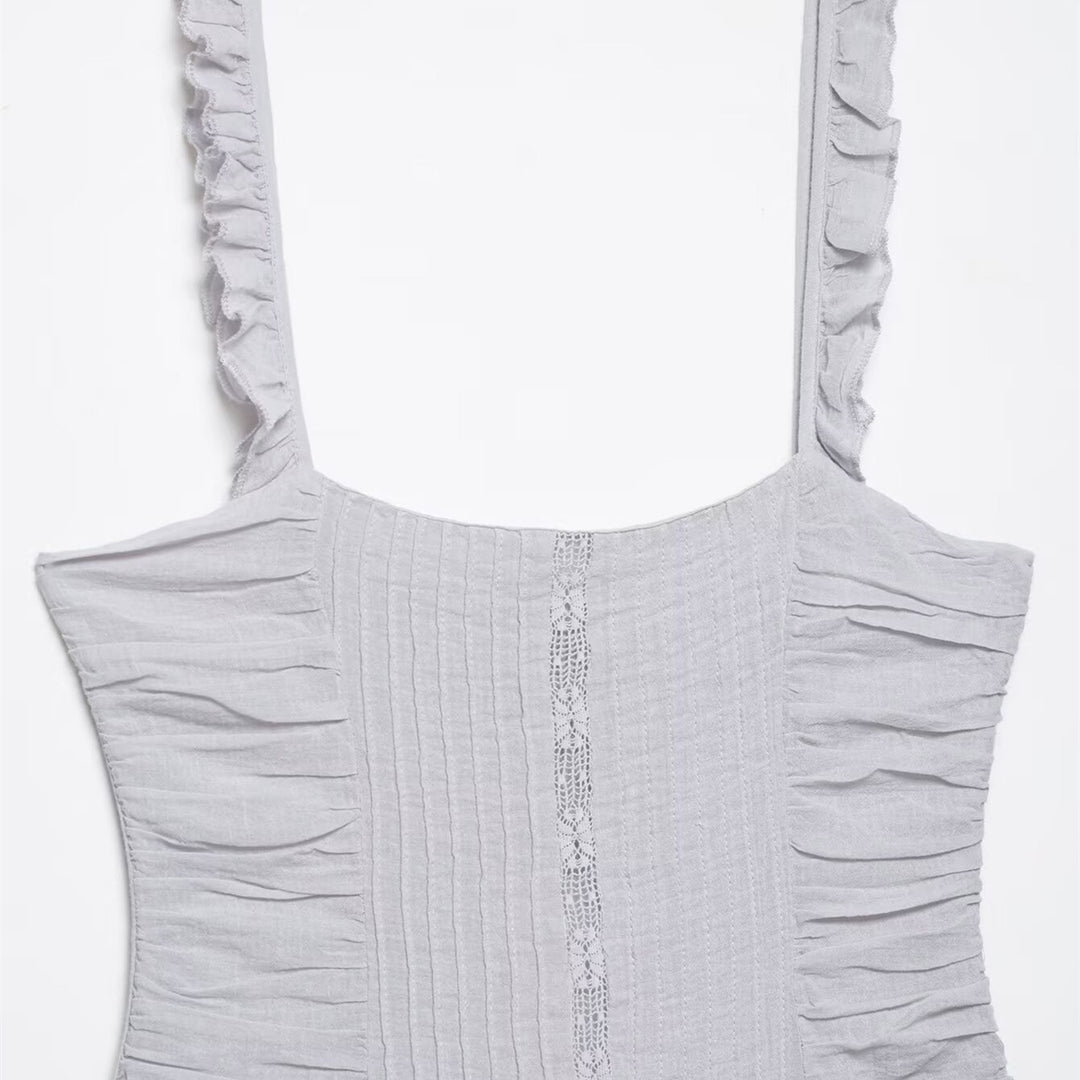 Damen sommerliches Minikleid mit feinen Rüschendetails und strukturierter Passform R&B