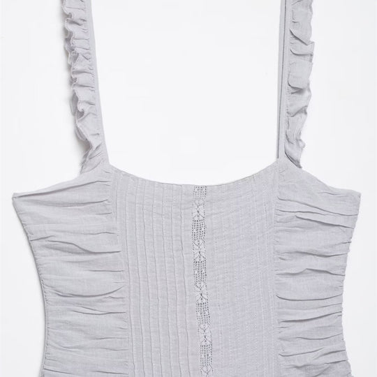 Damen sommerliches Minikleid mit feinen Rüschendetails und strukturierter Passform R&B