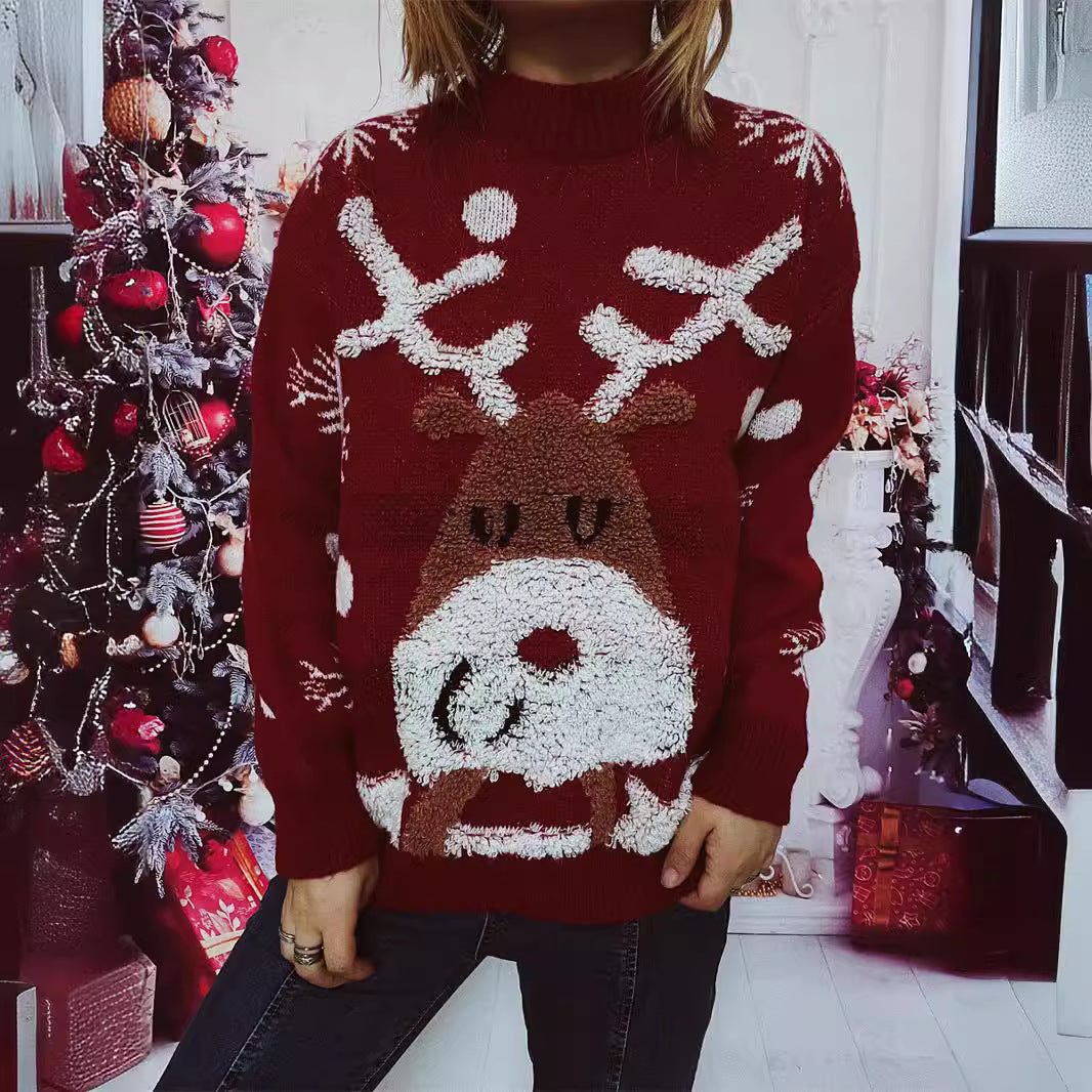 Damen Weihnachts-Pullover mit festlichem Rentier-Motiv und strukturiertem Strick R&B