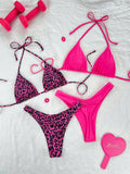 Damen Triangel-Bikini mit verspieltem Leopardenmuster und modischen Trägern
