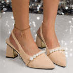 Damen Elegante Slingback-Pumps mit Perlenverzierung R&B