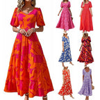 Damen Midi-Kleid mit floralem Druck und voluminösen Ärmeln R&B