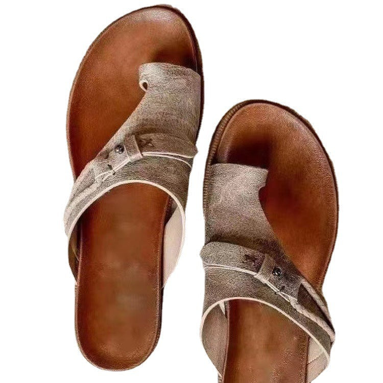 Damen Bequeme Zehentrenner-Sandalen mit verstellbarem Riemen und anatomischem Fußbett R&B
