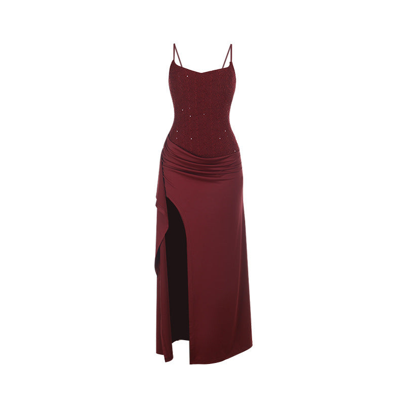 Damen Abendkleid mit raffinierten Rüschendetails und hohem Schlitz R&B