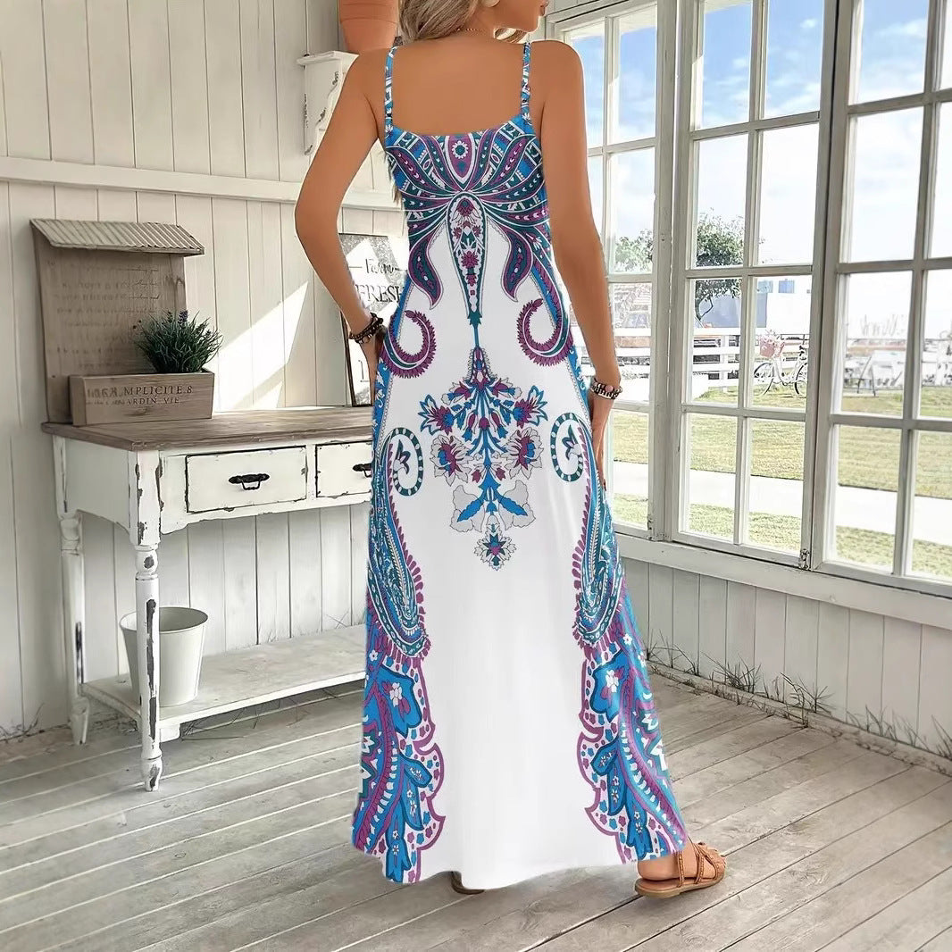 Damen Maxikleid mit verspieltem Druck und eleganter Silhouette R&B