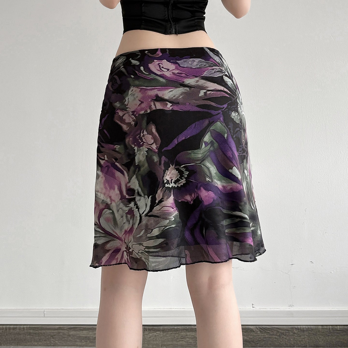 Damen Blumenmuster Midirock mit elastischem Bund und schwingendem Saum R&B