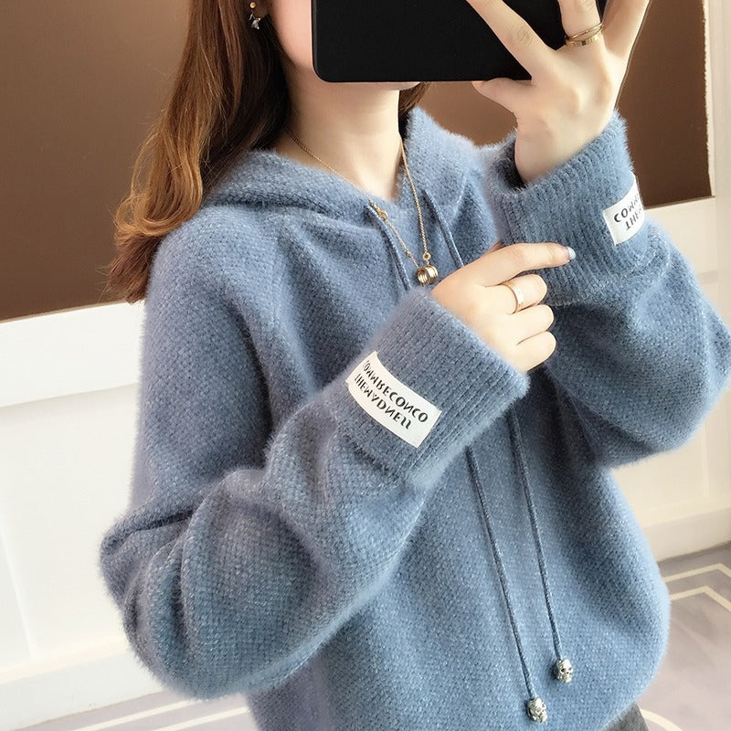 Damen Kuscheliger Hoodie mit Kordelzug und hohem Kragen R&B