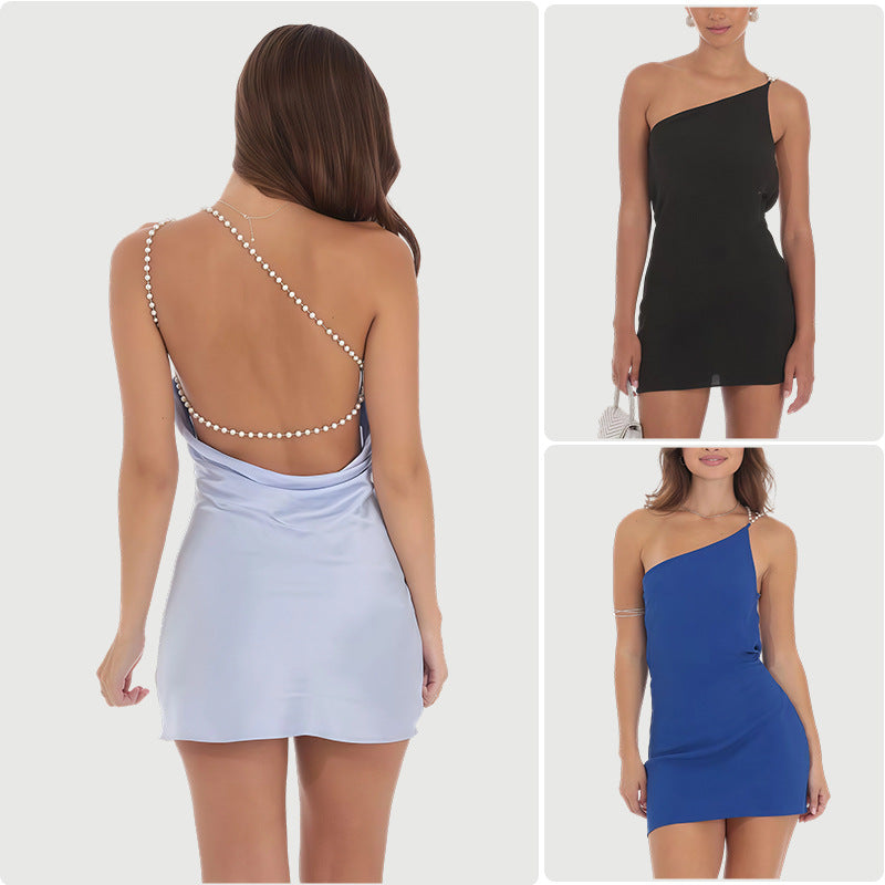Damen Asymmetrisches Minikleid mit betontem One-Shoulder-Design und funkelnden Details R&B