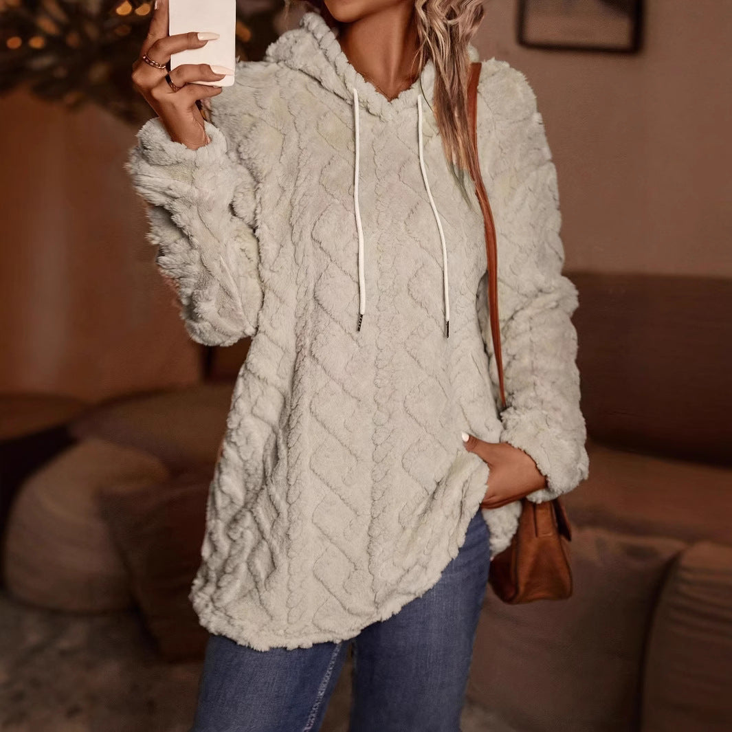 Damen kuschelige Fleece-Hoodie mit strukturiertem Design R&B