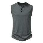 Herren ärmelloses Henley-Shirt mit modernem Knopfdesign