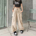 Damen nan weite Cargo-Hose mit Tunnelzugbund, verstellbarem Saum und Mehrfachtaschen R&B