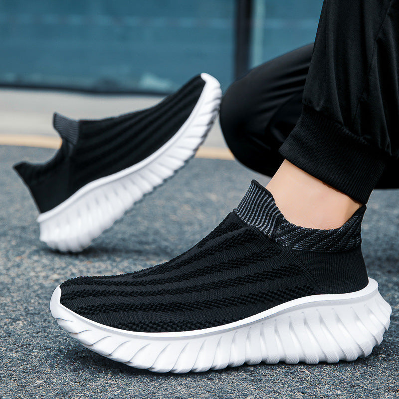 Unisex nan nahtloser Strick-Schlupf-Sneaker mit elastischem Sockenkragen und profiliertem Dämpfungssohlenprofil R&B