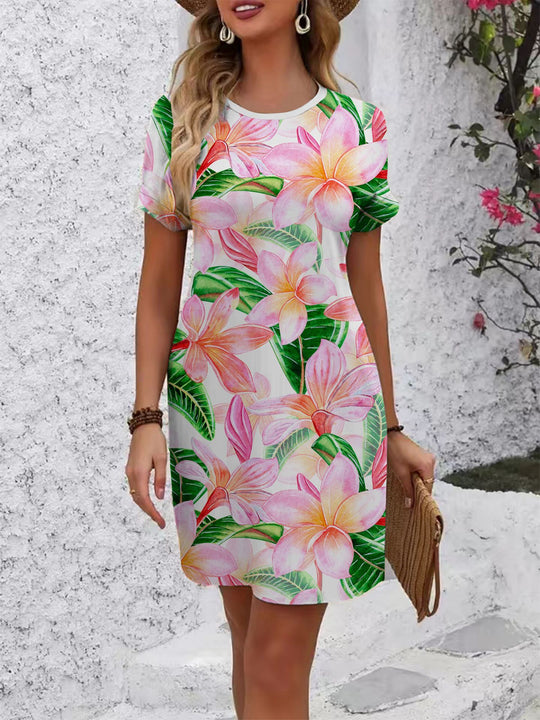 Damen komfortables Freizeitkleid mit lebhaftem Blumenmuster und lockerer Passform R&B