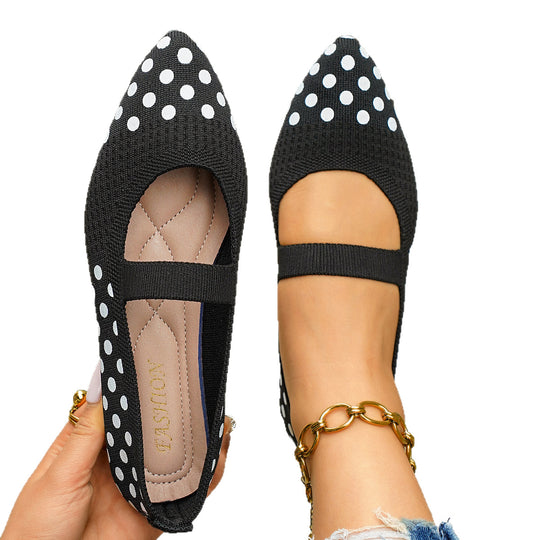 Damen Ballerinas mit punktiertem Design und elastischem Fesselriemen R&B