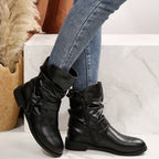 Damen Stiefeletten mit modischem Falten-Design und dekorativem Schleifenverschluss R&B