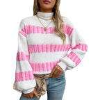 Damen hochwertiger Strickpullover mit edel strukturierten Streifen