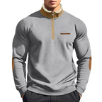 Herren nan Halbzip-Troyer mit Teddyfleece-Kragen und Leder-Ellbogenpatches R&B